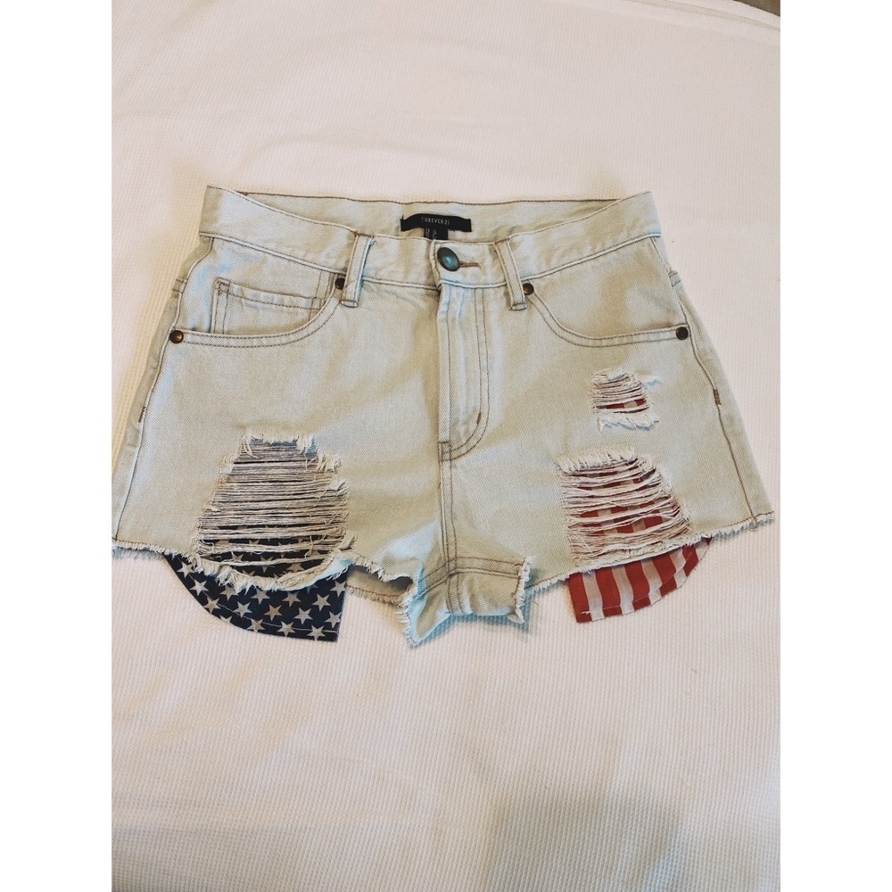 Forever 21 American Flag Distressed Grunge shorts